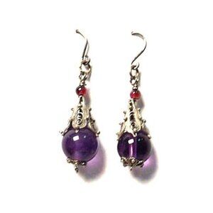 Tigerstars Tibetan Silver Amethyst Dangling Earrings